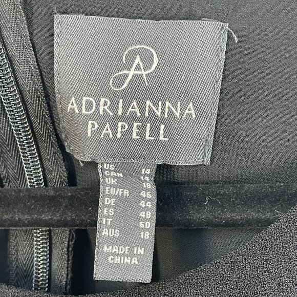 NEW Adrianna Papell Womens 14 Pop Over Tiered Dress Chiffon Black Sleeveless - Picture 4 of 9